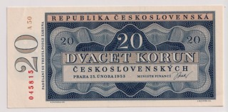 20 KORUN ČESKOSLOVENSKÝCH