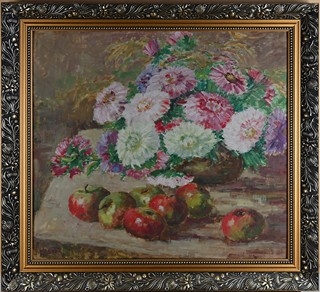 Karel Wagner (1886-1963) - Zátiší s jablky a květinami
