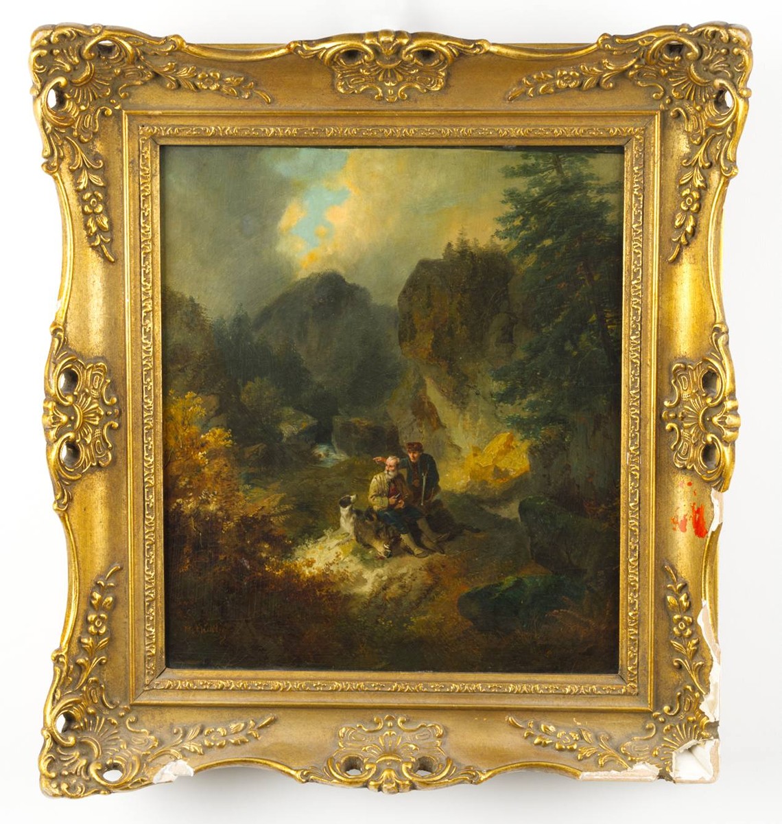 Meno Mühlig (1823-1873) - DVA LOVCI S ULOVENÝM KANCEM