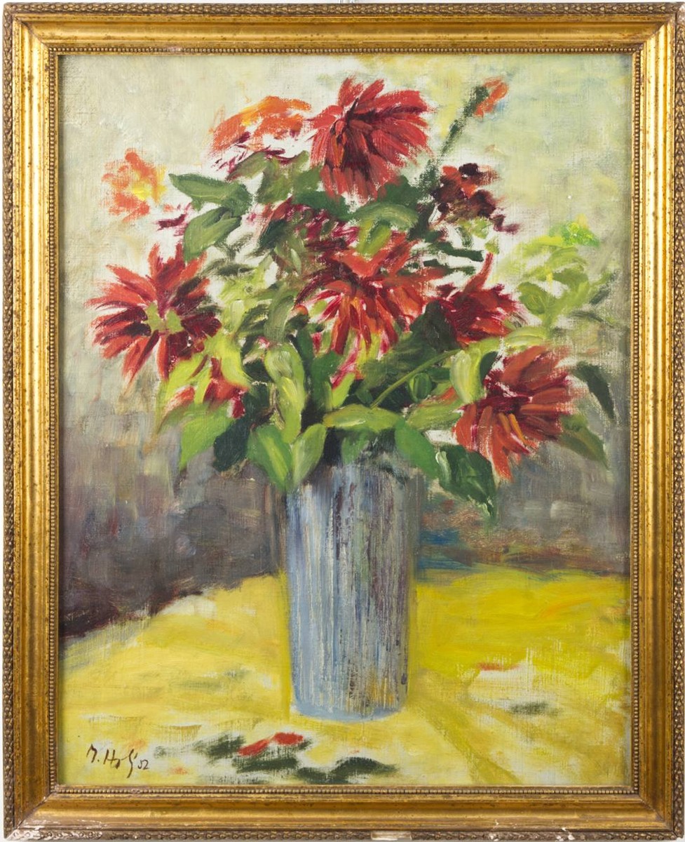 Miloslav Holý (1897-1974) - KVĚTINOVÉ ZÁTIŠÍ NA ŽLUTÉM UBRUSU