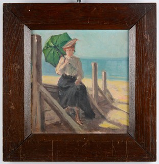 Henri Alberti (1868-1935) - ELEGANTNÍ DÁMA NA PLÁŽI