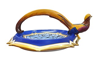 Royal dux - Podnos - Zlatý bažant, Art Deco