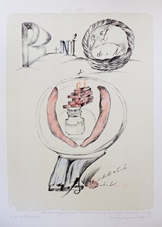 Eva Švankmajerová (1940 - 2005) - Rebus (Paní v kožichu sedí na lavičce v parku, nebo zastřelená liška