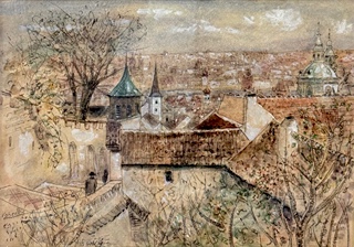 František Vobecký (1902–1991) - Pohled na Prahu z Malé Strany