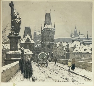 Tavík František Šimon (1877 - 1942) - Karlův most a Hradčany v zimě