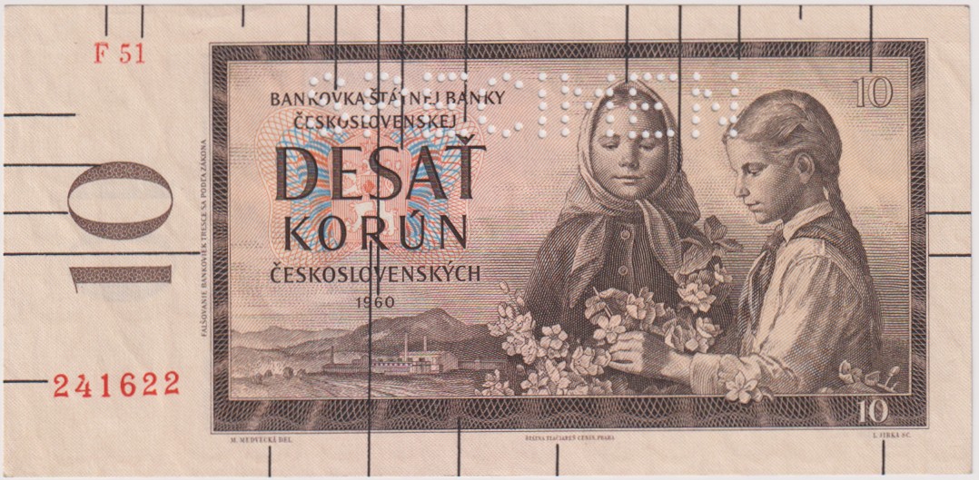 aUNC | 10 Koruna 1960, series F 51, BKK 94a2, Václ 94a2, Hej 97a1V1