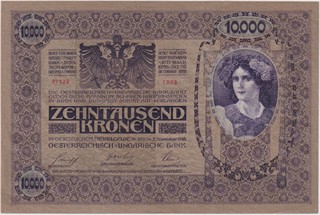 UNC | 10 000 Koruna 1918, series 1003, Pick 25, Václ RU19, Hej RU19