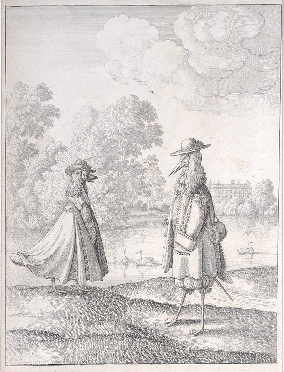 Václav Hollar (1607 - 1677) - Labuť a cáp (z cyklu ilustrací k Ezopovým bajkám)
