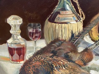 Josef Multrus - Zátiší s bažantem a Chianti