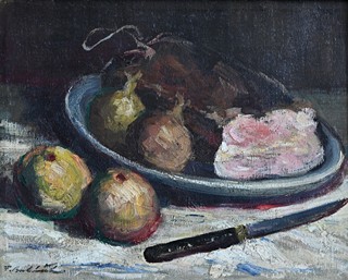 František Bukáček (1910-1988) - Zátiší se šunkou