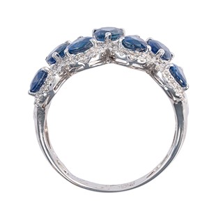 Zlatý prsten s přírodními safíry 2,20 ct a diamanty 0,55 ct