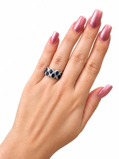 Zlatý prsten s přírodními safíry 2,20 ct a diamanty 0,55 ct