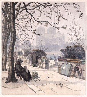 Jaromír Stretti Zamponi 1882 - 1959 - Bukinisté v Paříži u Notre Dame