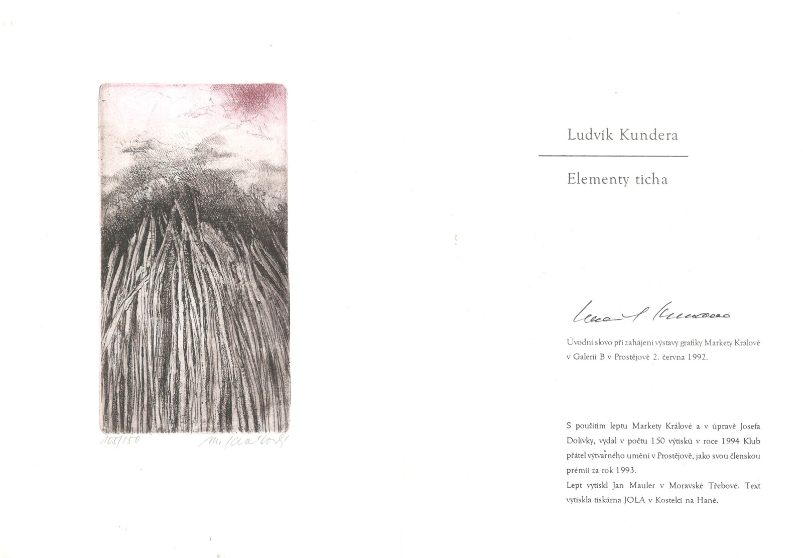 Markéta Králová 1952 - L. Kundera: Elementy ticha