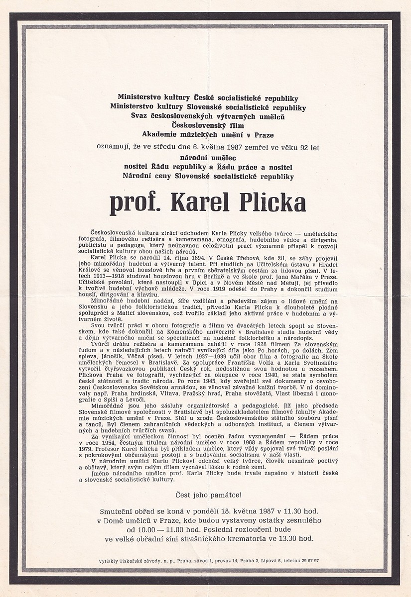 Karel Plicka 1894 - 1987 - Parte