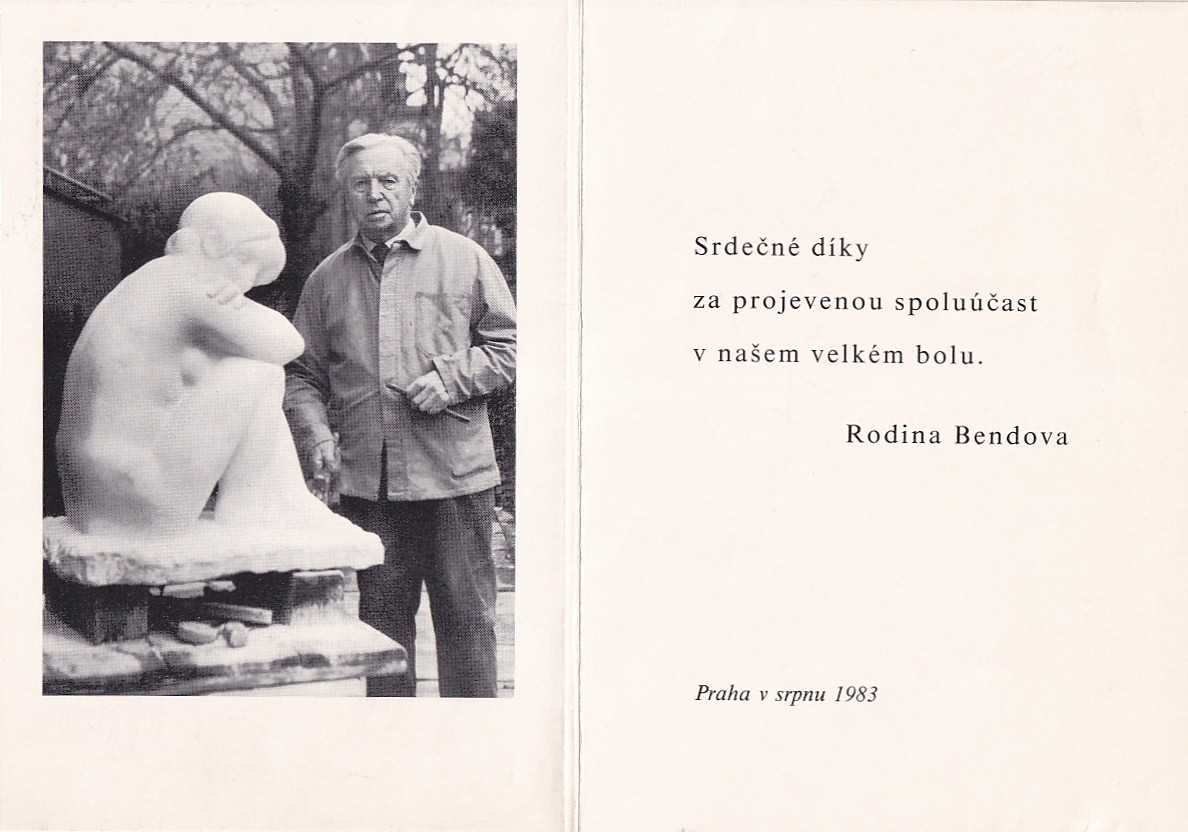 Břetislav Benda 1897 - 1983 - Poděkování za kondolenci