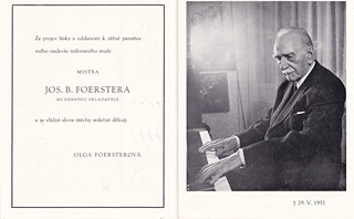 Josef Bohuslav Foerster  1859 - 1951 - Poděkování za kondolenci