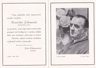 František Zikmund  1893 - 1955 - Poděkování za kondolenci