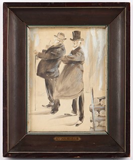 Viktor Oliva (1861 – 1928) připsáno - Dva muži v kloboucích