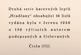 František Šimon Tavík (1877 – 1942) - Hradčanské motivy – kompletní album 10 kusů barevných leptů, II. série