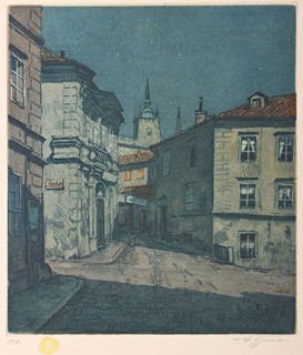František Šimon Tavík (1877 – 1942) - Hradčanské motivy – kompletní album 10 kusů barevných leptů, II. série