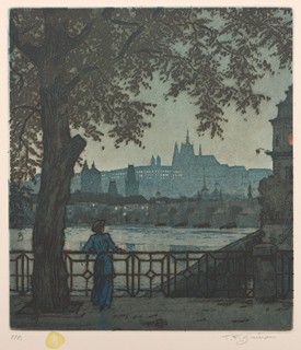 František Šimon Tavík (1877 – 1942) - Hradčanské motivy – kompletní album 10 kusů barevných leptů, II. série