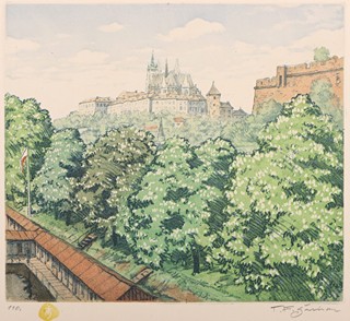František Šimon Tavík (1877 – 1942) - Hradčanské motivy – kompletní album 10 kusů barevných leptů, II. série
