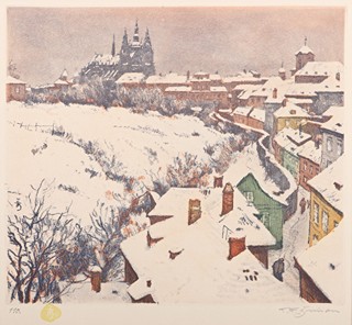 František Šimon Tavík (1877 – 1942) - Hradčanské motivy – kompletní album 10 kusů barevných leptů, II. série