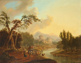 Christian Georg Schütz (1718 - 1791) - Říční krajina s hradem