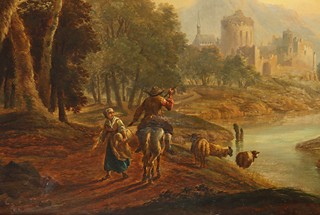 Christian Georg Schütz (1718 - 1791) - Říční krajina s hradem