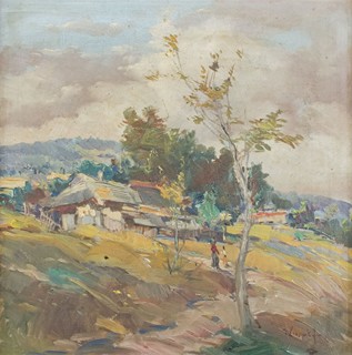 Marcel Krasický (1898 – 1968) - Krajina s venkovskými chalupami
