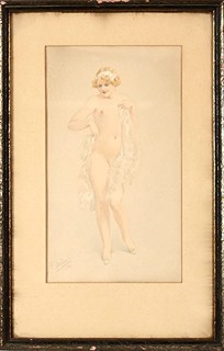 Karel Šimůnek (1869 - 1942) - Akt s boa