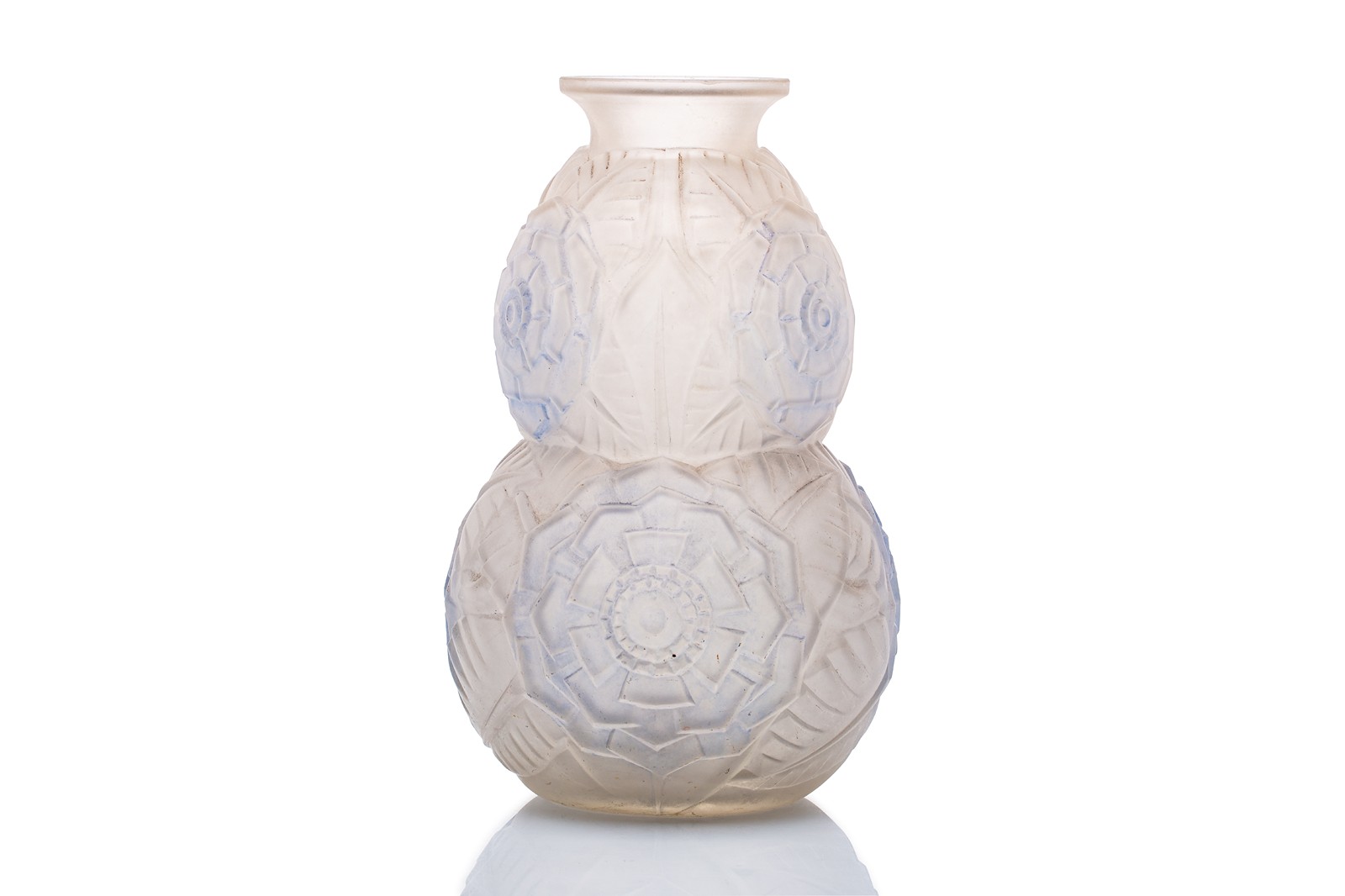 Art Deco opalescentní váza s geometrickým dekorem | Müller Frères, Lunéville, Francie