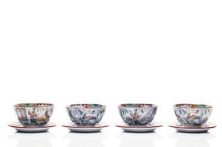 Souprava 4 šálků s podšálky v dekoru „TIMOR“ | Villeroy & Boch, závod Wallerfangen, Sársko (Německo)