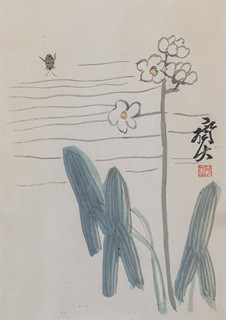 Qi Baishi (1864 - 1927) - Omodaka (šípatka) s vodním broukem