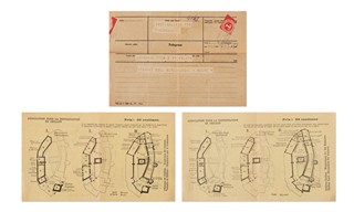 Alfons Mucha | Telegram z Lausanne rodině prof. Syllaby a doboví průvodci hradem Chillon (Švýcarsko)