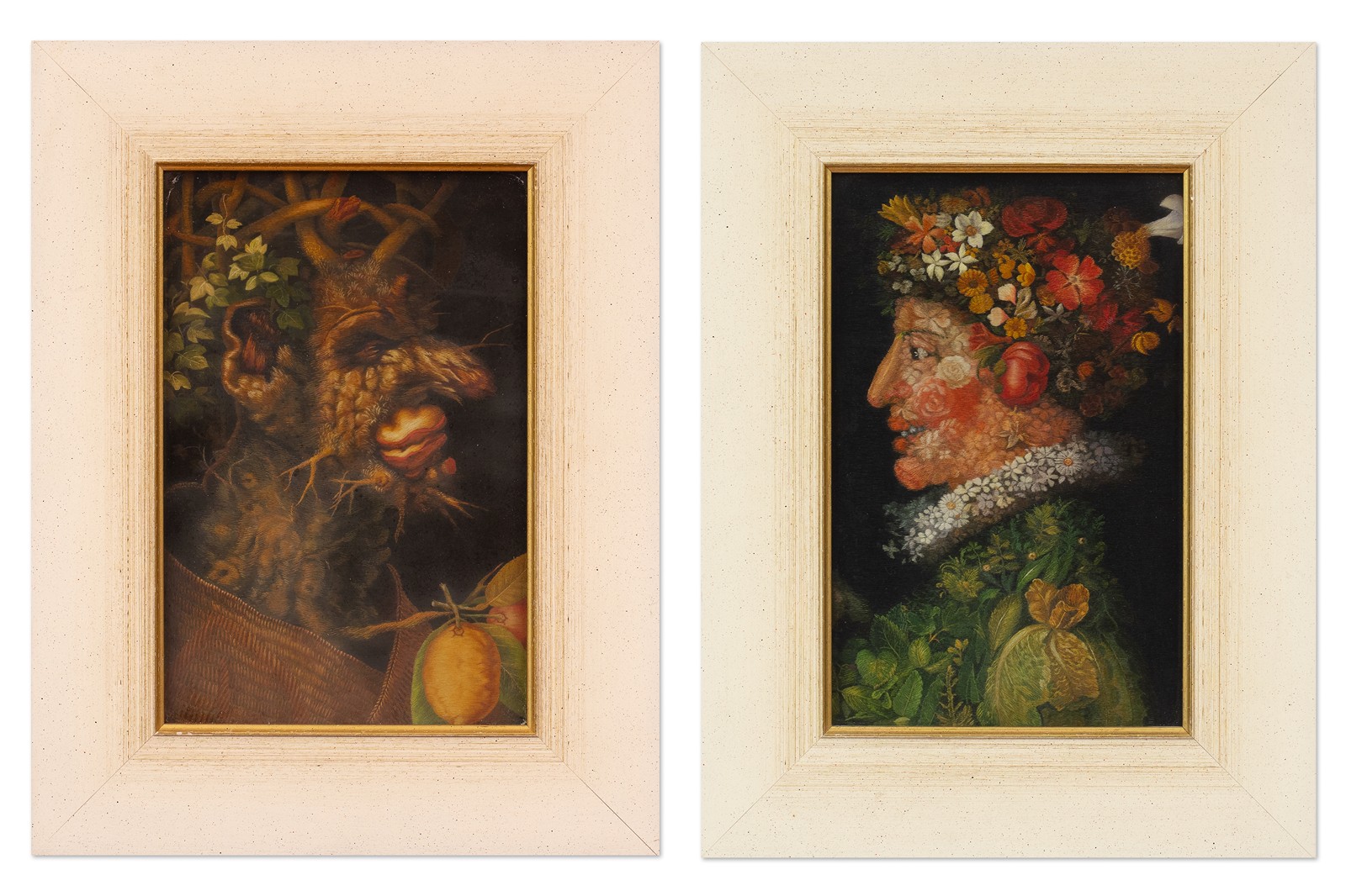 Párové ručně vyšívané gobelíny podle Giuseppea Arcimbolda - Bulharsko, výroba uměleckého podniku (ХУДОЖЕСТВЕНИ ПРОИЗВЕДЕНИЯ