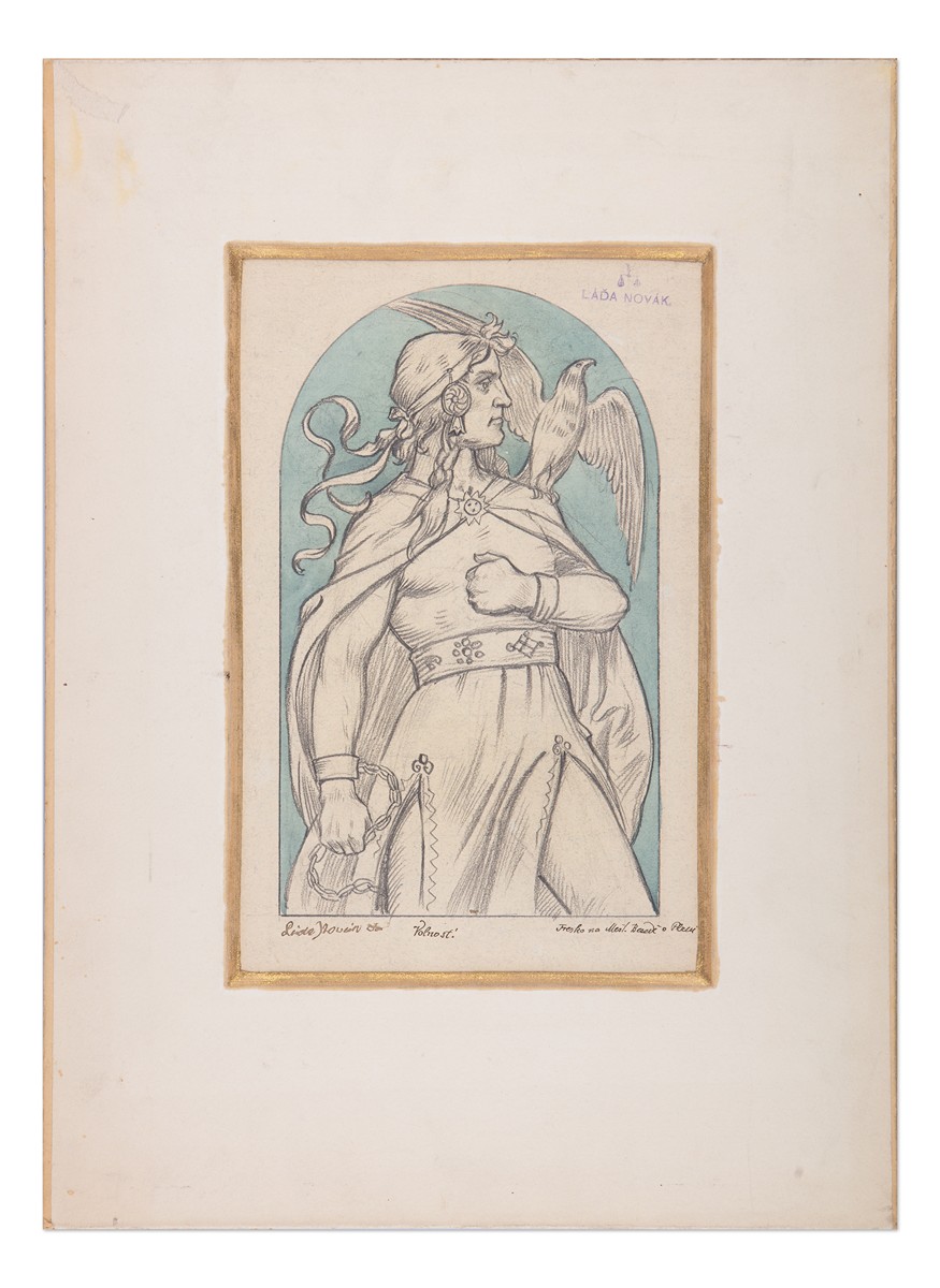 Láďa Novák (1865 - 1944) - Volnost - návrh fresky na budove Měšťanské Besedy v Plzni