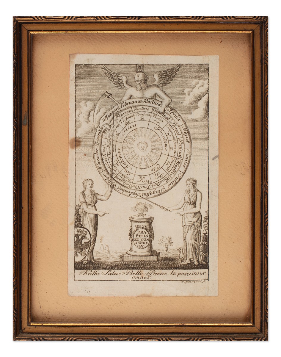 Franz Wiesen (1777 - 1826) - Ara Pacis et Concordiae (Altar míru a svornosti): Alegorická rytina s francouzským revolučním kalendářem