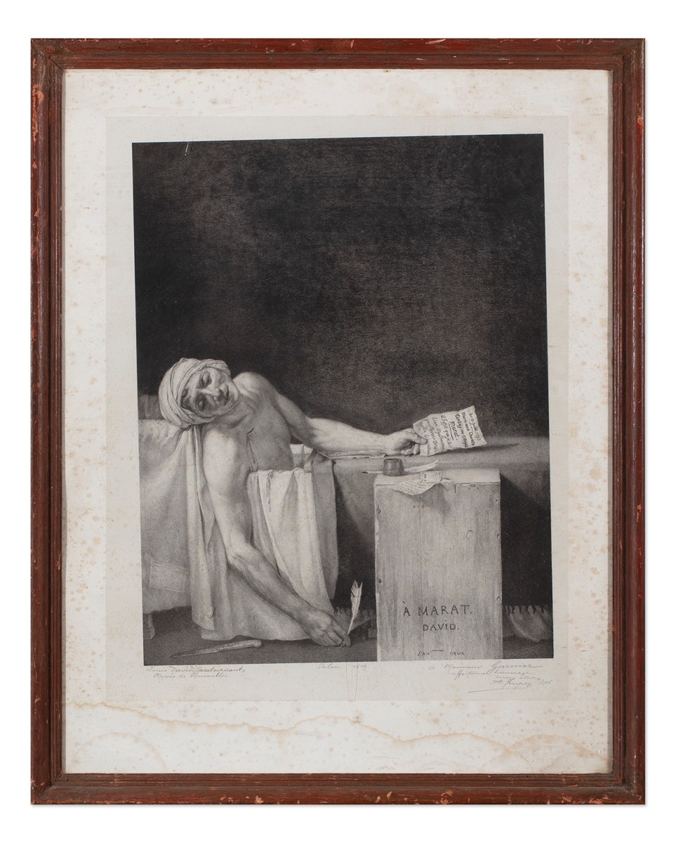 Alexandre Toupey (1862 - 1938) - podle Jacques-Louis Davida „Marat expirant“ / „Maratova smrt“ s dedikací