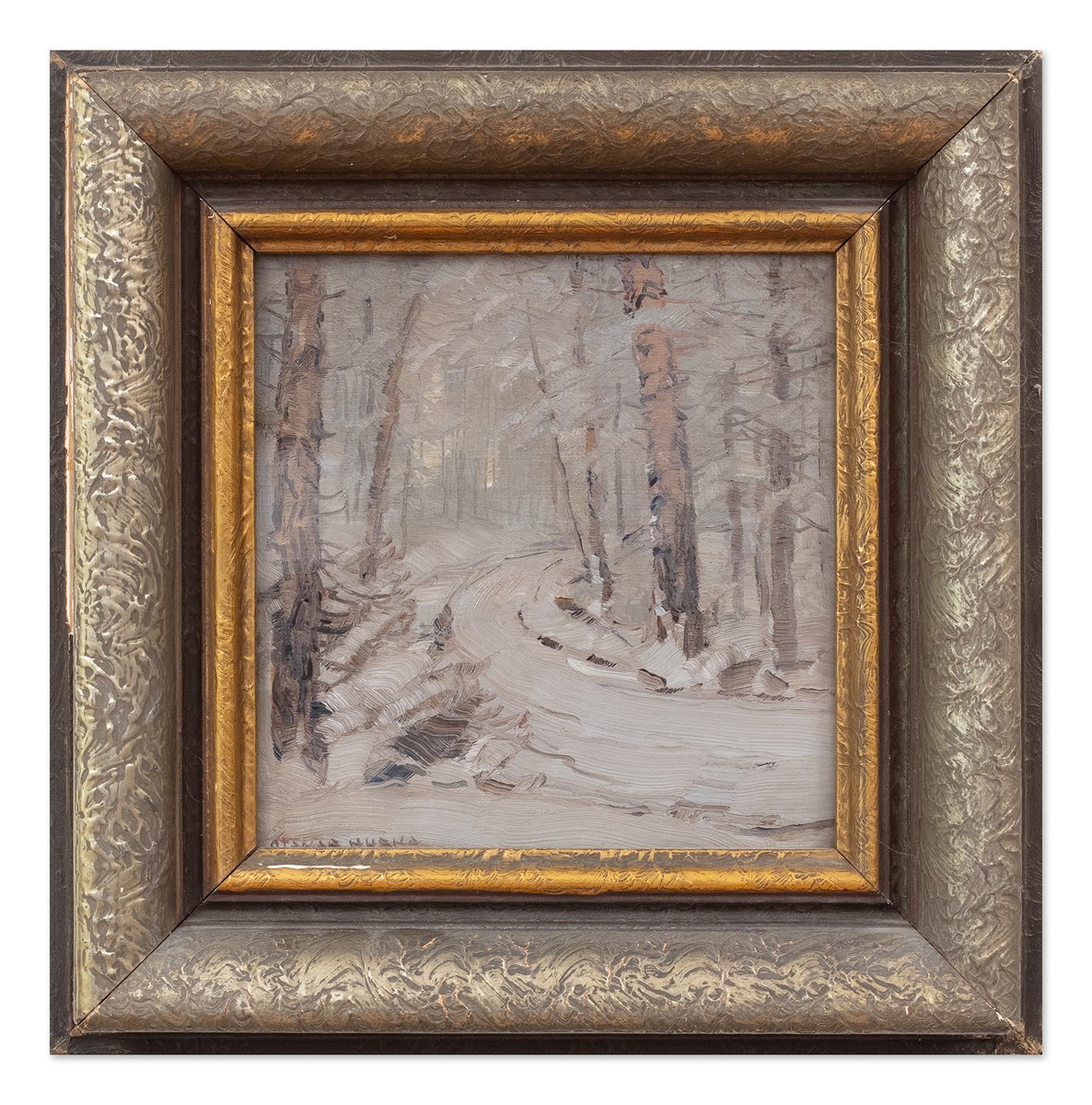 Otakar Hůrka (1889 - 1966) - Zimní cesta mezi břízami