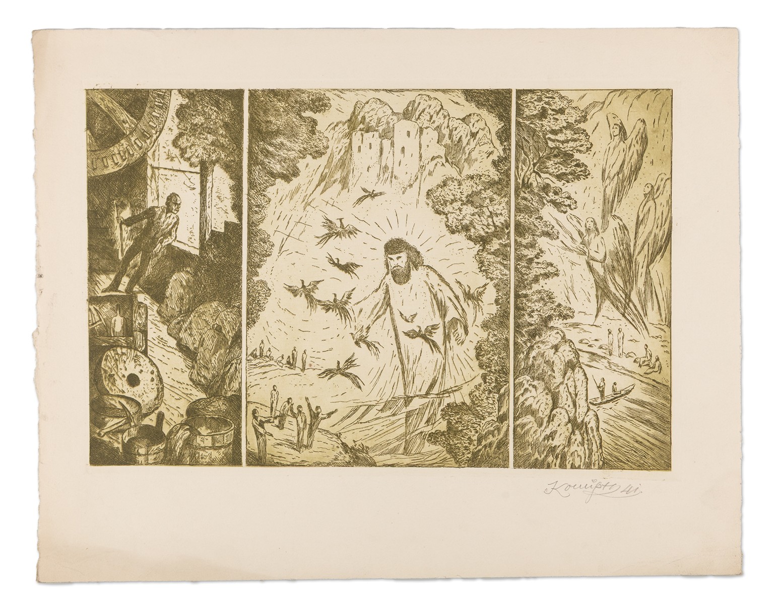 Jan Konůpek (1883 - 1950) - Biblický motiv - triptych