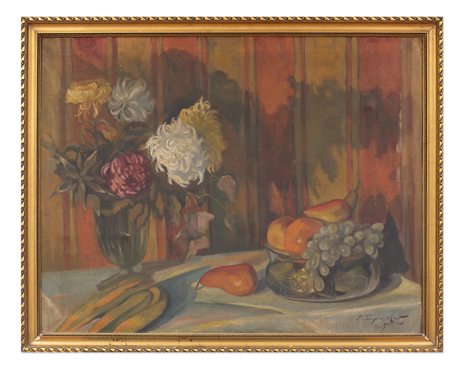 Pavel Antonovič Gromnickij (1889 - 1977) - Zátiší s kyticí a ovocem