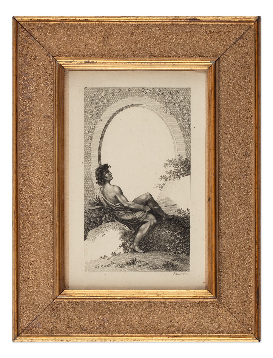 Jiří Döbler (1788 - 1845) - Klasicistní alegorický list s prázdnou kartuší (Stammbuchblatt / frontispis)
