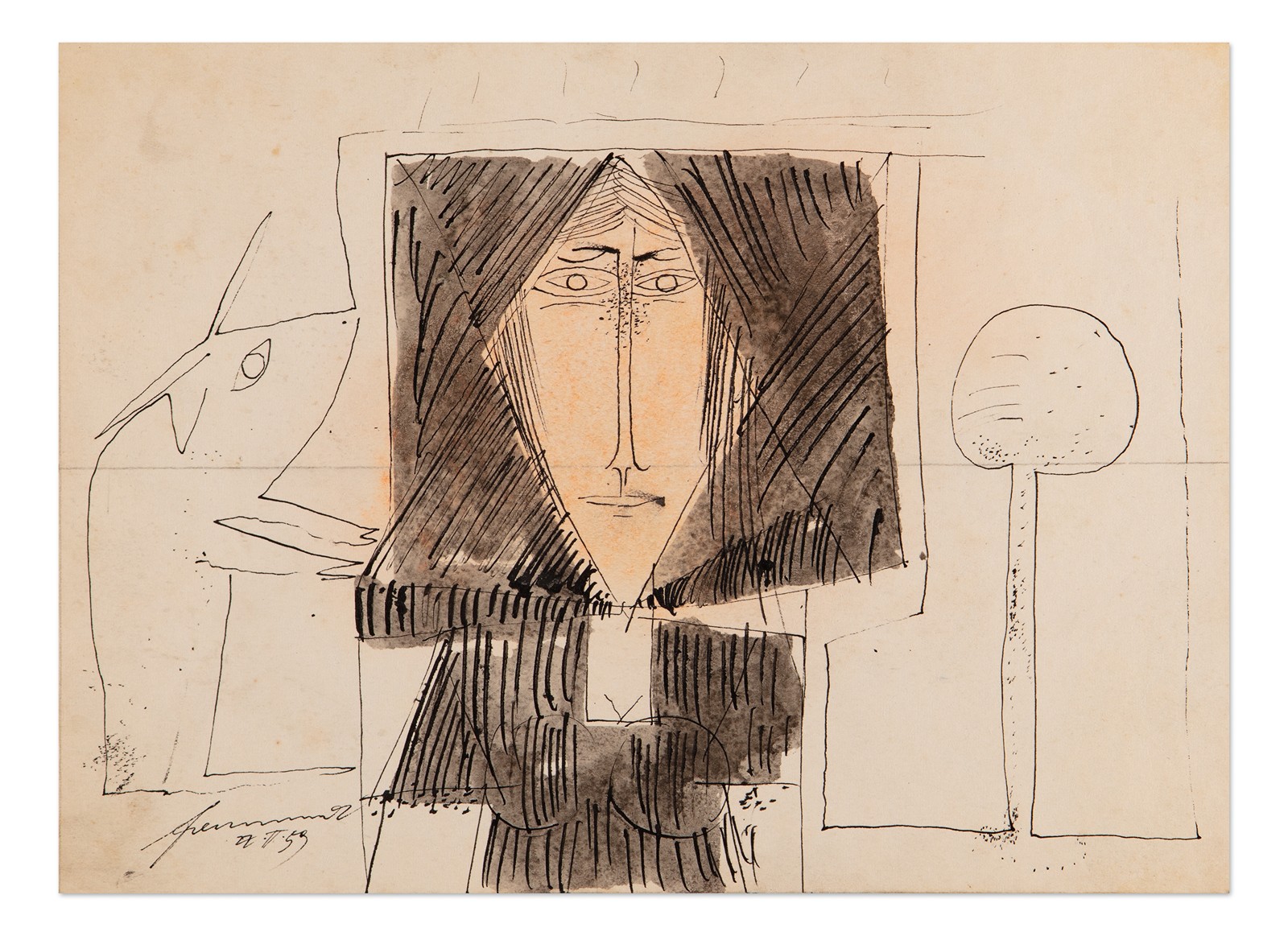 Richard Fremund (1928 - 1969) - Žena v šátku