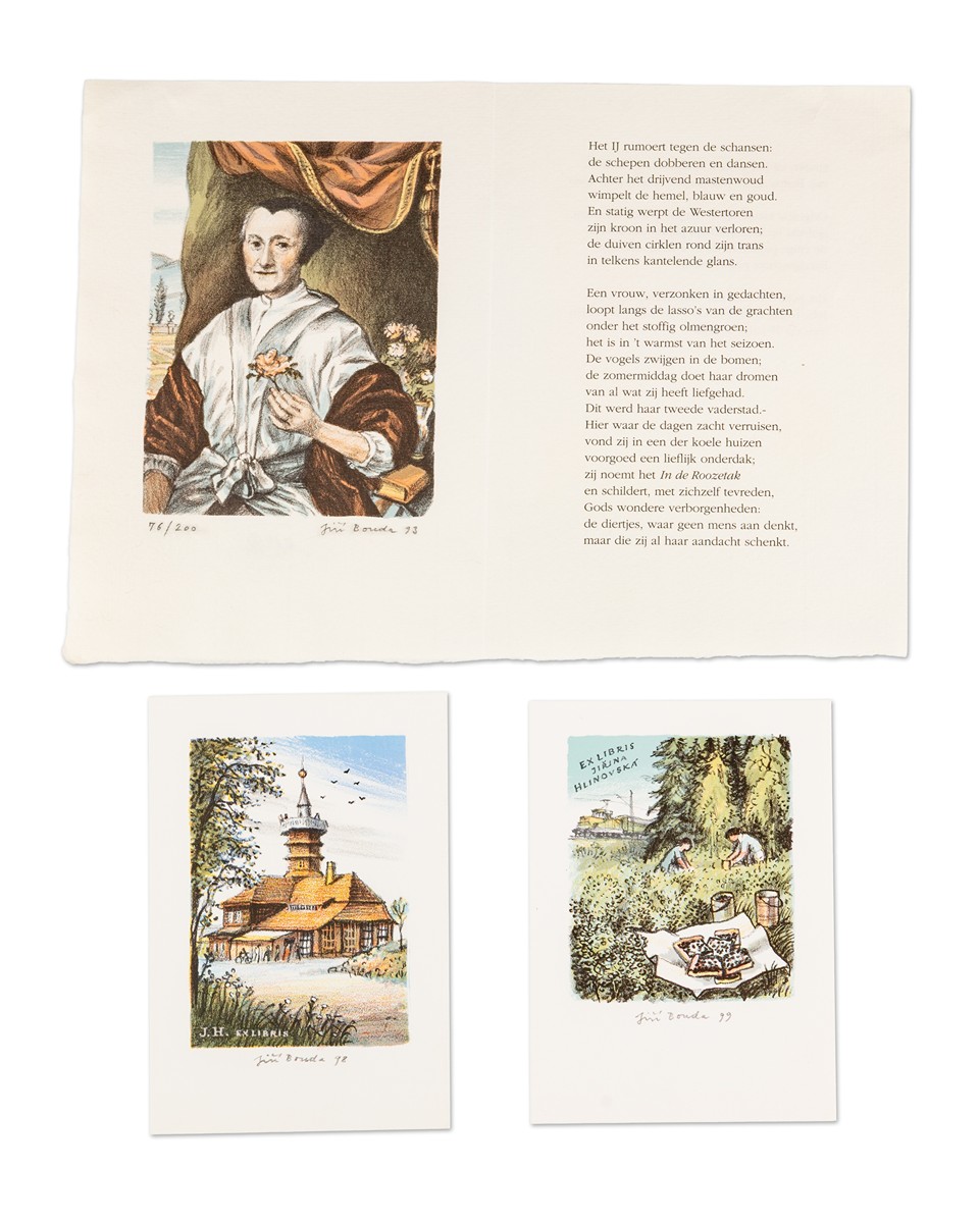 Jiří Bouda (1934 - 2015) - Dva ex libris a jedna novoročenka