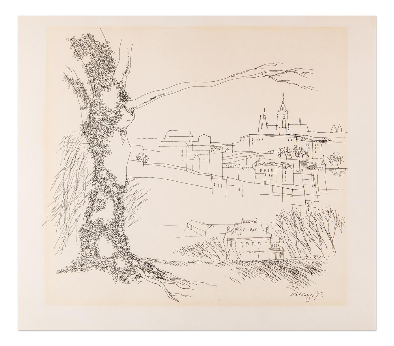 Josef Velčovský (1945) - Hrad z Petřína - Pražský motiv III.
