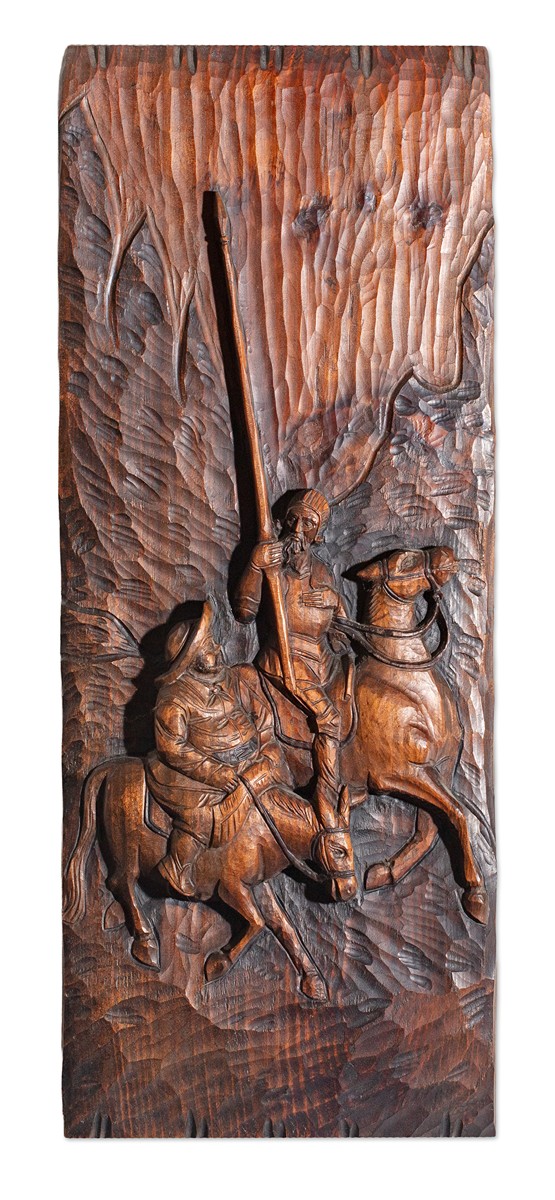 Dřevořezba „Don Quijote a Sancho Panza“ - Ouro Artesanía, Španělsko