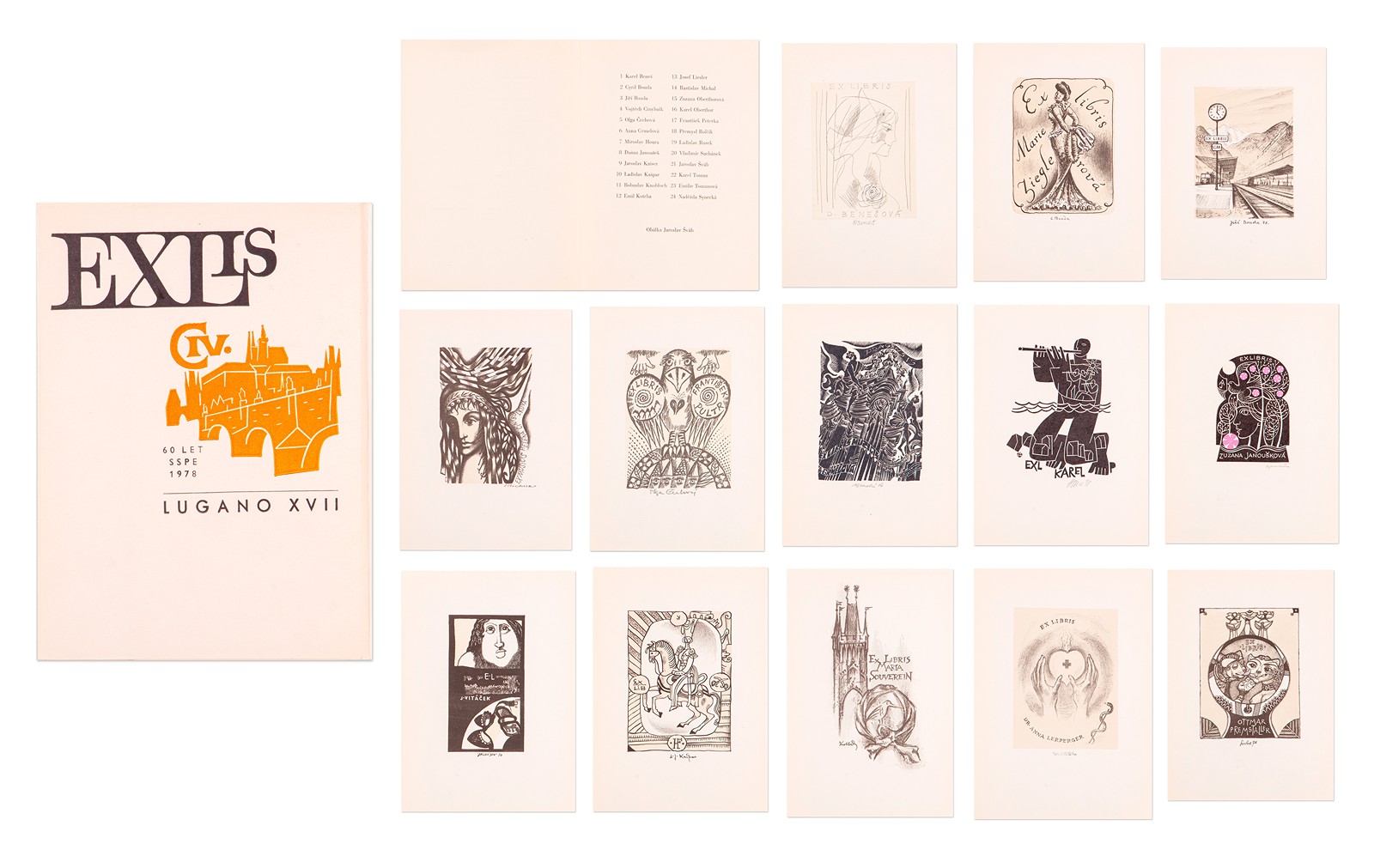 Různí autoři (Bouda, Houra, Liesler, Suchánek ...) - Sbrorník EX LIBRIS LUGANO XVII
