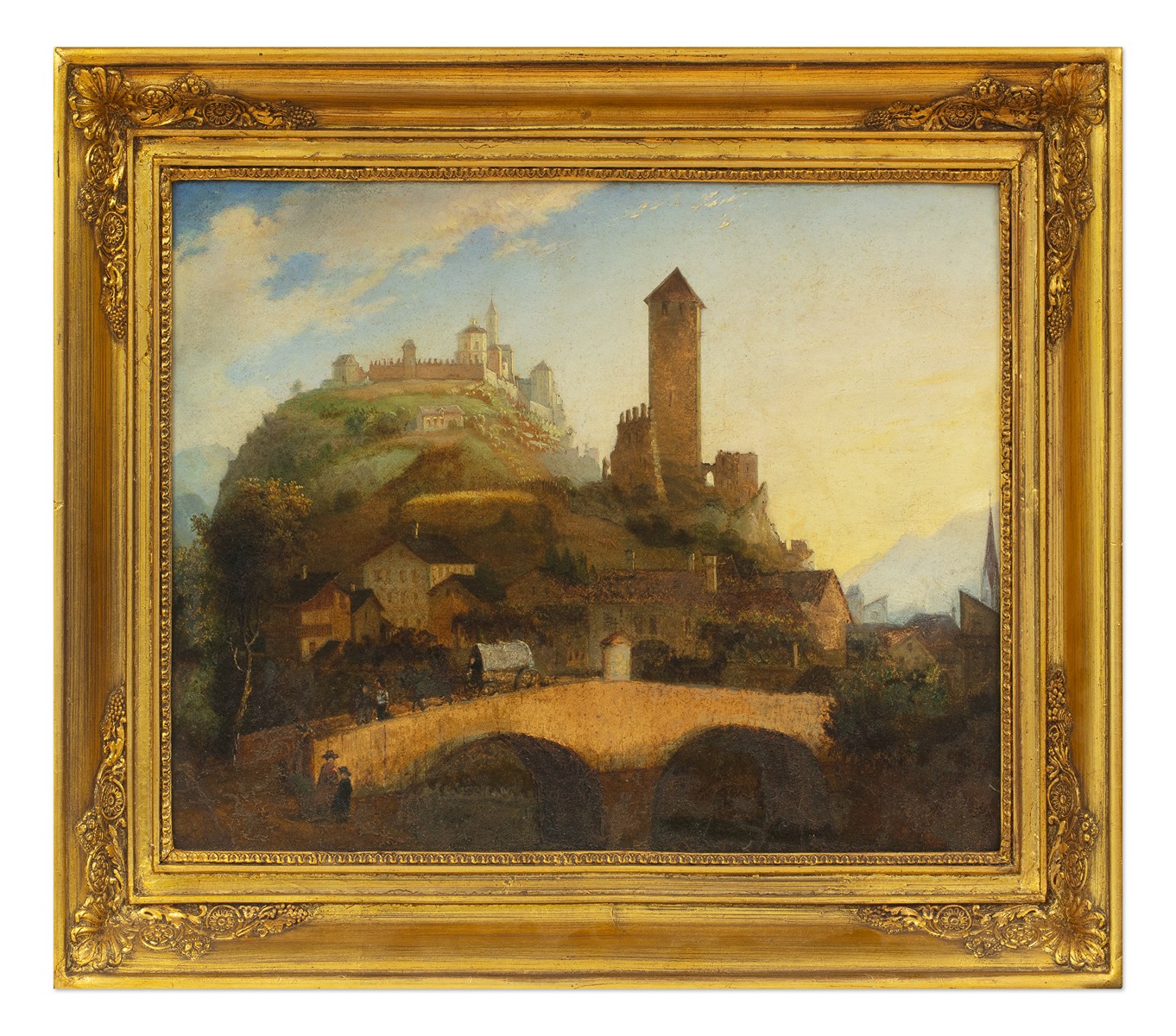 Italský malíř 19. století - Krajina s hradem